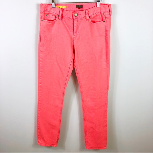 J. Crew Factory Neon Coral Jeans Matchstick Pink - Picture 2 of 8